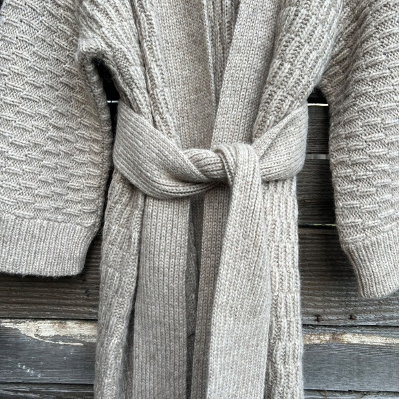Matta - Kimono Sweater Coat in Baby Alpaca, Heather Oatmeal Color - Size M/L - Picture 9 of 10